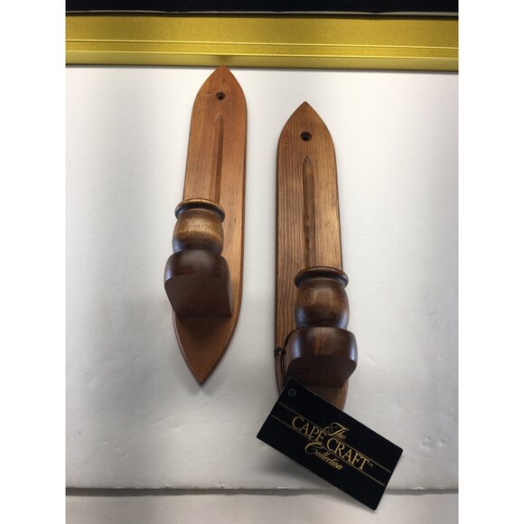 Vtg The Cape Craft Collection Wood Wall Sconces Candle Holders NEW - Set of 4 - Picture 7 of 16